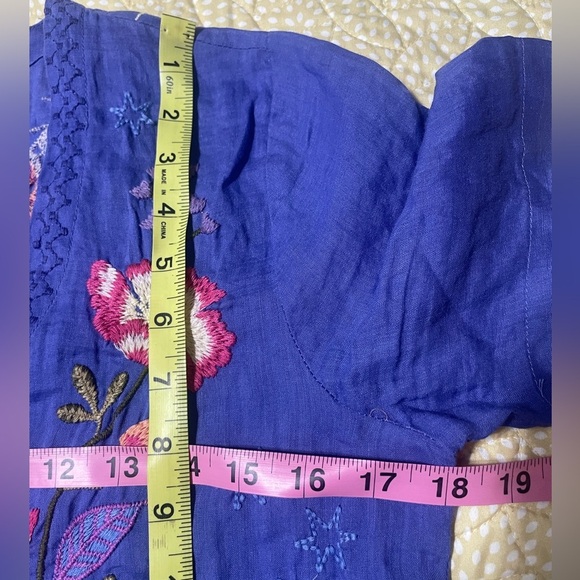 Johnny Was floral embroidered Nila blue tunic button  dress XXS fits XS/S - Picture 11 of 15